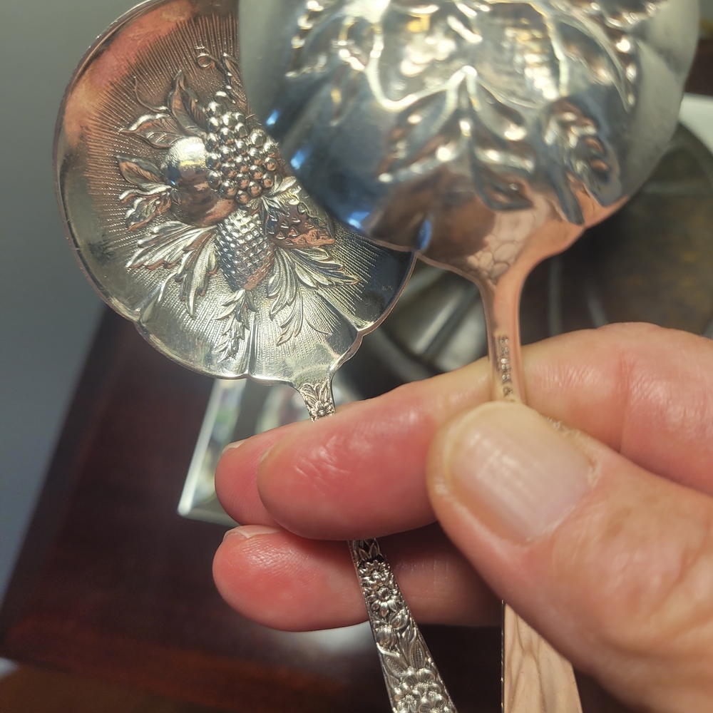 S. KIRK & SONS "REPOUSSE " BON/BON, FRUIT, AND BERRIES SPOONS